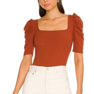 Free People Night Lily Top Puff Sleeve in Sienna XS